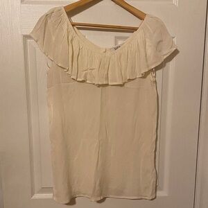 Suzy Shier Cream Ruffle Blouse